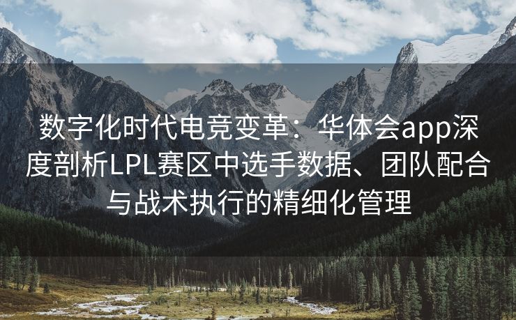 数字化时代电竞变革：华体会app深度剖析LPL赛区中选手数据、团队配合与战术执行的精细化管理